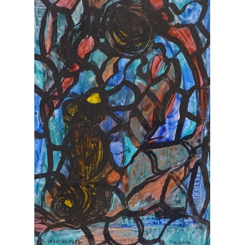 1293 - Arnold Daghani (1909 - 1985), ink and watercolour, stained glass design, signed and dated 1959, 11