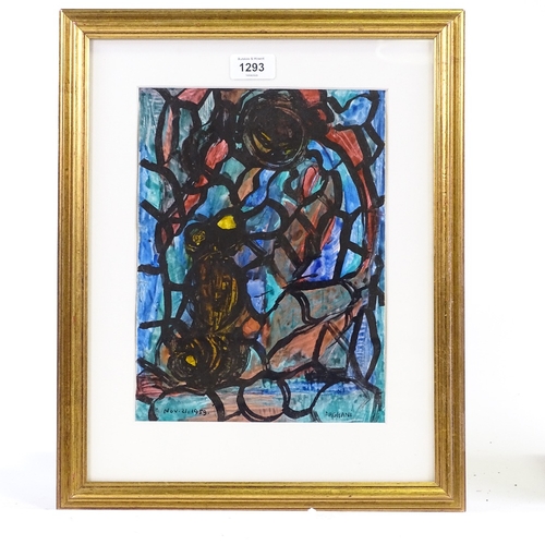 1293 - Arnold Daghani (1909 - 1985), ink and watercolour, stained glass design, signed and dated 1959, 11