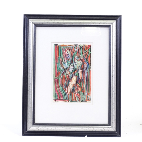 1297 - Diran Garabedian (1882 - 1963), gouache, abstracted figures, signed, 8.5