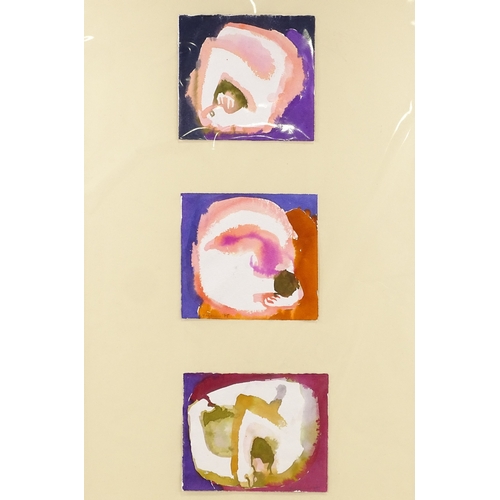 1302 - Yasmin Brandolini D'Adda (1929 - 2012), 3 small watercolours in common mount, and abstracts, signed ... 