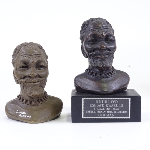 1307 - D Ntuli, bronze sculpture together with its clay model, old man, both signed, bronze, is dated 1959 ... 