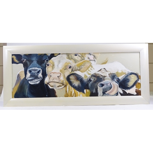 1310 - Clive Fredriksson, oil on board, cattle, painted frame, overall dimensions 18