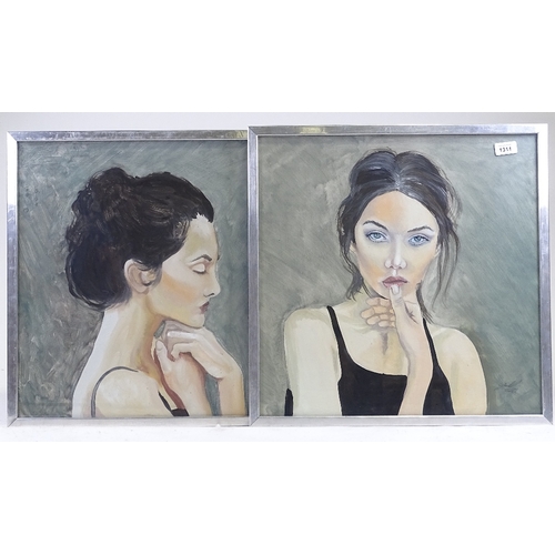 1311 - Clive Fredriksson, pair of oils on boards, portrait studies, 20