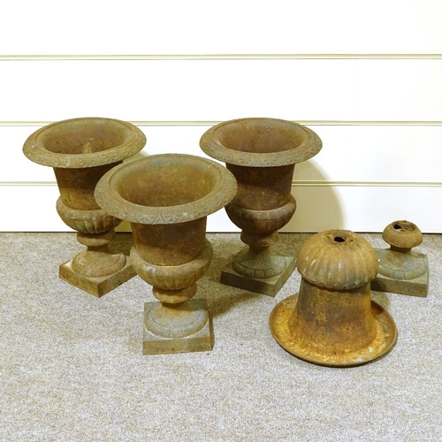 146 - 4 Victorian cast-iron garden urns, height 45cm, diameter 32cm