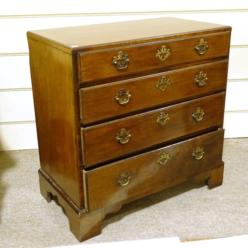 148 - George III mahogany chest of 4 long drawers of small size, width 76cm, height 79cm