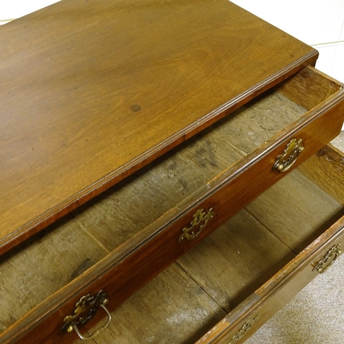 148 - George III mahogany chest of 4 long drawers of small size, width 76cm, height 79cm