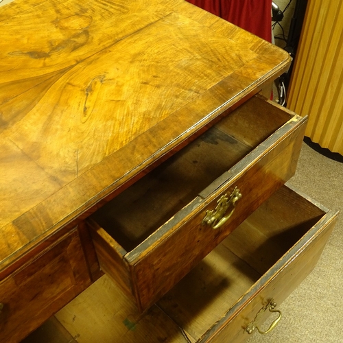 159 - An 18th century walnut chest on stand, quarter veneered top on cabriole legs, width 102cm, height 87... 