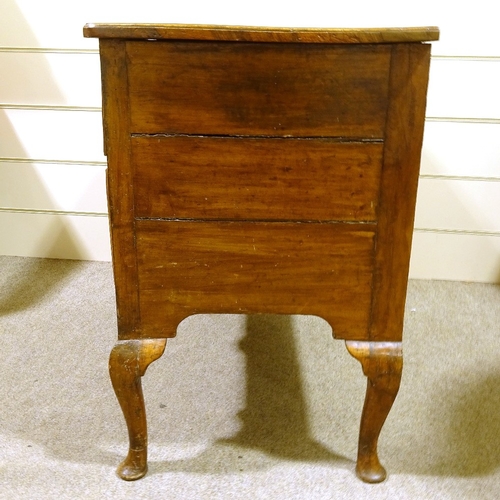 159 - An 18th century walnut chest on stand, quarter veneered top on cabriole legs, width 102cm, height 87... 