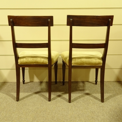 173 - A set of 6 19th century mahogany and marquetry inlaid dining chairs, on turned legs