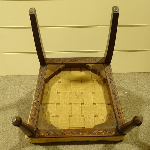 173 - A set of 6 19th century mahogany and marquetry inlaid dining chairs, on turned legs