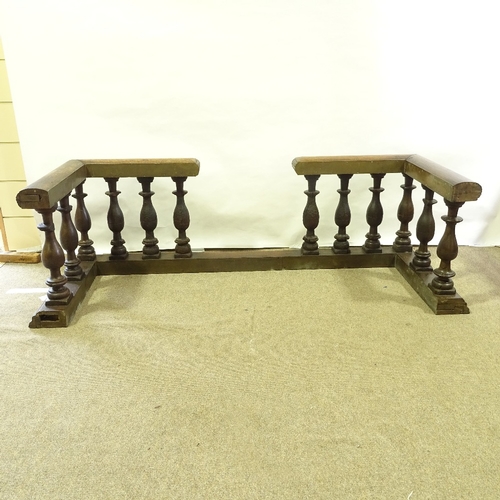 174 - A 19th century oak Club fender with turned balusters, width 1.73m