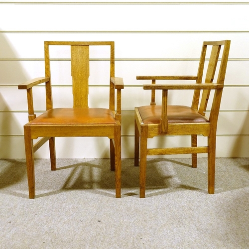 205 - Gordon Russell Cotswold School, pair of Enstone oak armchairs, circa 1935