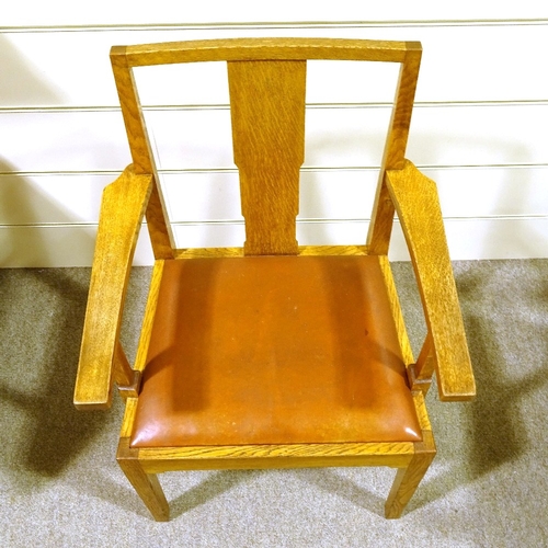 205 - Gordon Russell Cotswold School, pair of Enstone oak armchairs, circa 1935