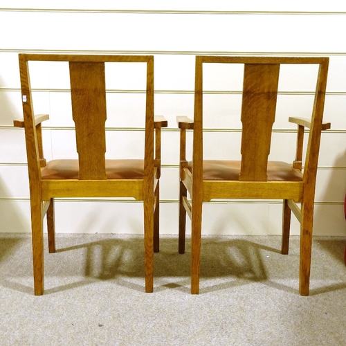 205 - Gordon Russell Cotswold School, pair of Enstone oak armchairs, circa 1935