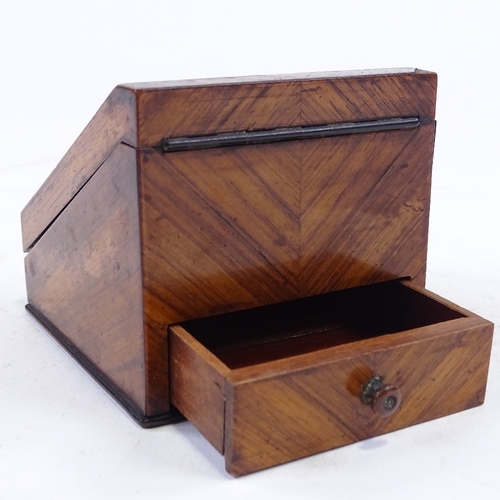 154 - A glass fronted kingwood watch case, with drawer and blue velvet interior