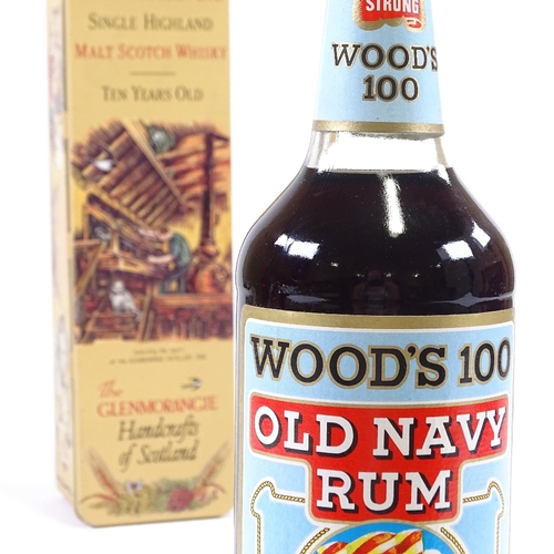 231 - A bottle of Wood's 100 Old Navy Rum, circa 1980s, and a bottle of Glenmorangie 10 year old Single Hi... 