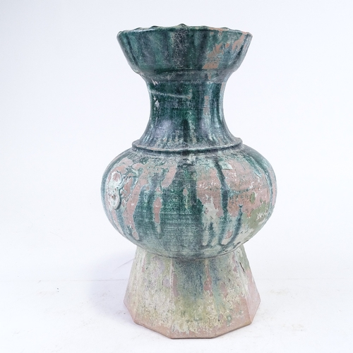 232 - A Chinese Han Dynasty terracotta vase, traces of original green glaze finish, height 38cm, rim diame... 