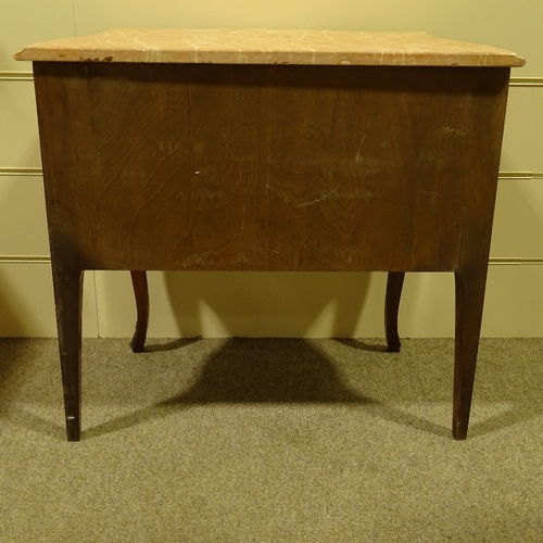 236 - A French walnut serpentine-front chest of 2 drawers, with shaped marble top and cabriole legs, width... 