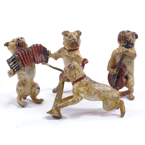 239 - Austrian cold painted bronze miniature 4-piece dog band, largest height 4cm, one piece with impresse... 