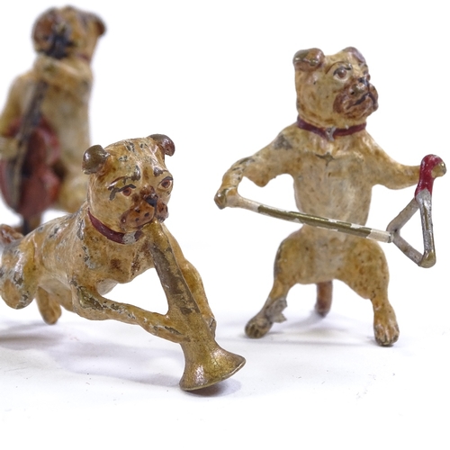 239 - Austrian cold painted bronze miniature 4-piece dog band, largest height 4cm, one piece with impresse... 