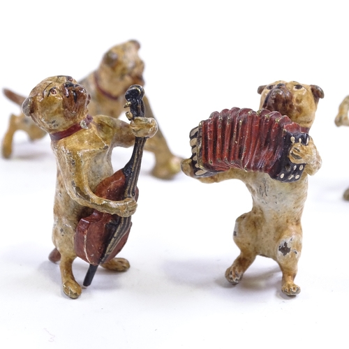 239 - Austrian cold painted bronze miniature 4-piece dog band, largest height 4cm, one piece with impresse... 