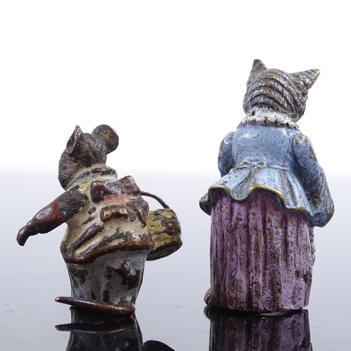 241 - 2 Austrian cold painted bronze Beatrix Potter characters, Tabitha Twitchit, height 4cm, and rabbit w... 