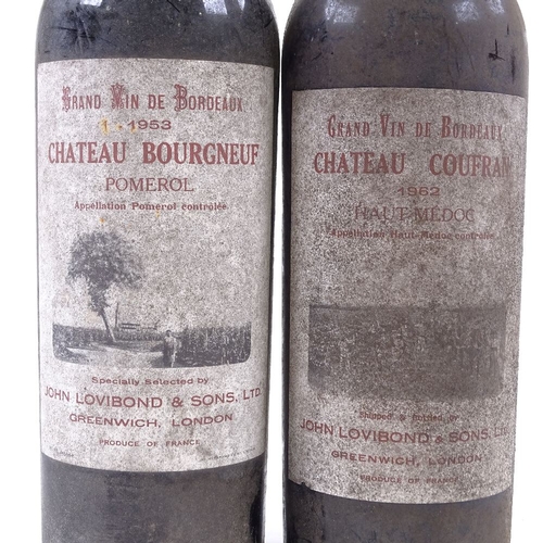 259 - 2 bottles of wine, Chateau Coufran, Haut Medoc, 1952 and Chateau Bourgneuf, Pomeraz 1953, both impor... 