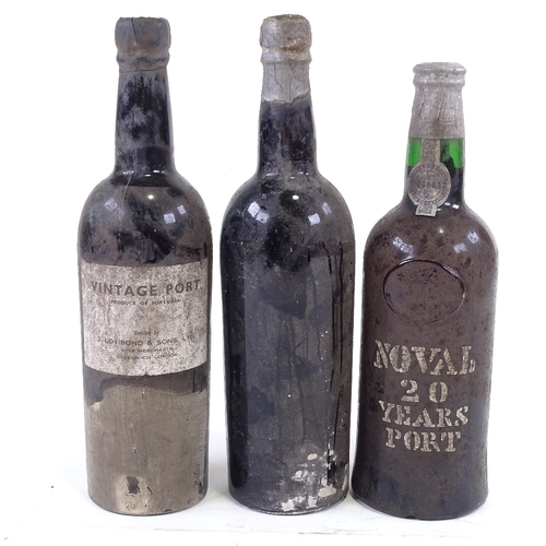 267 - 3 bottles of Port, Grahams 1955, Noval 20 years bottled 1973, and Vintage Port Imported by J Lovibon... 