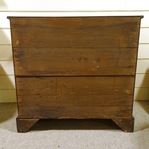 279 - 19th century mahogany bow-front chest of 3 long and 2 short drawers, on ogee bracket feet, width 1.1... 