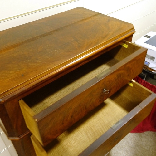 281 - A 19th century French mahogany tall chest of 7 drawers, on bracket feet, width 72cm, height 1.41m