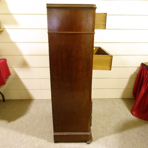 281 - A 19th century French mahogany tall chest of 7 drawers, on bracket feet, width 72cm, height 1.41m