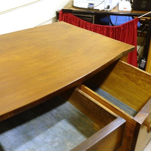 285 - Early 19th century mahogany knee-hole sideboard of small size, with shell carved apron and ring turn... 