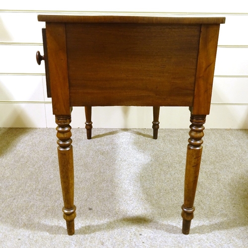 285 - Early 19th century mahogany knee-hole sideboard of small size, with shell carved apron and ring turn... 