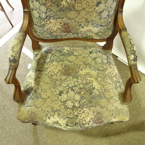 286 - A pair of French 19th century carved oak-framed open armchairs