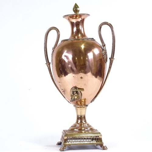 288 - Early 19th century copper samovar, height 50cm