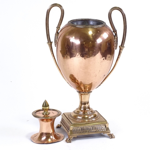 288 - Early 19th century copper samovar, height 50cm