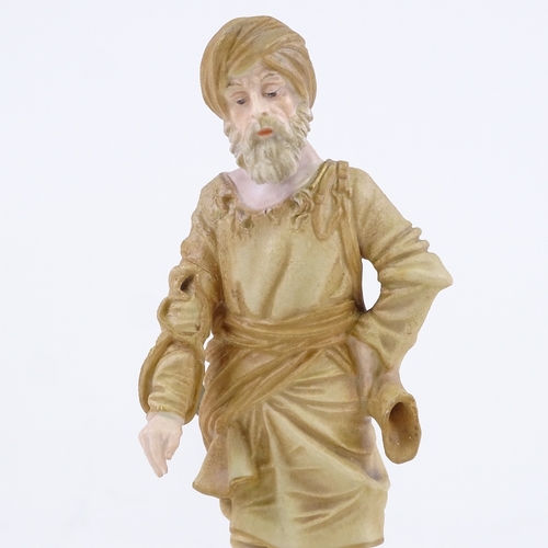 289 - An Austrian porcelain figure of an Indian man wearing a turban, maker's marks EW Vienna, height 19cm