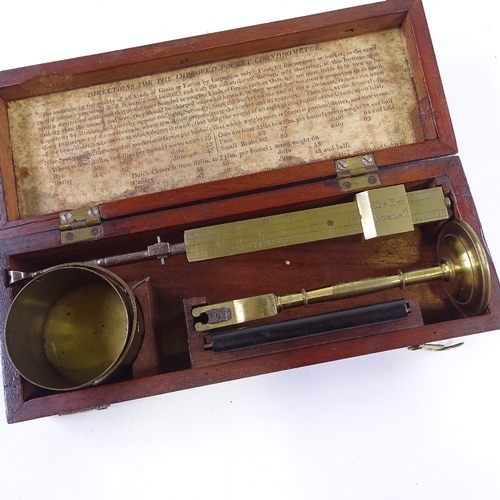 301 - An early 19th century brass Improved Pocket Chondrometer, in original mahogany case, case length 22c... 