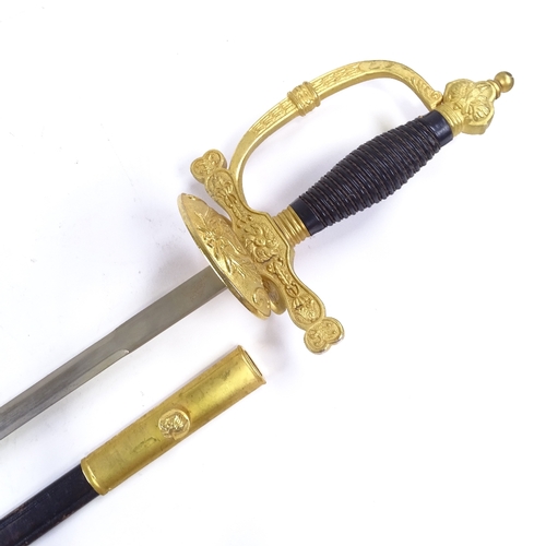 319 - A Spanish gilt-metal hilted sword, blade stamped Toledo Spain, with original gilt-metal and leather ... 