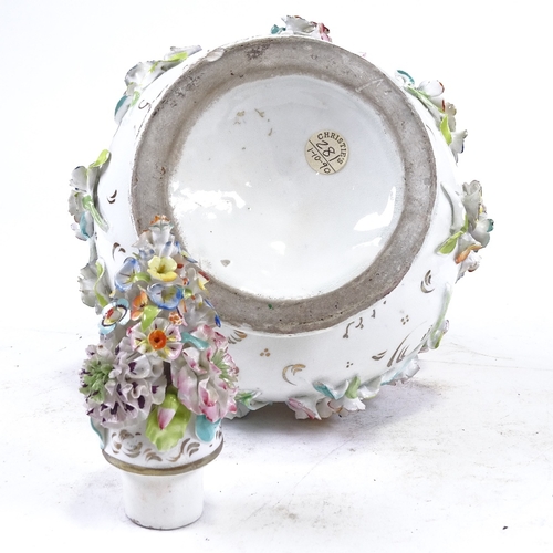 320 - An ornate 19th century Coalport porcelain vase and cover, with applied encrusted floral decoration, ... 