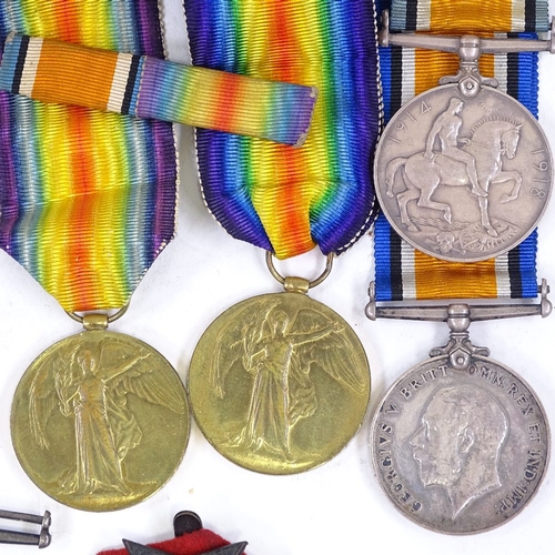 87 - 3 groups of First War medals, comprising trio to L-3763 Pte. F H Evans 21st Lancers (21-LRS), pair t... 