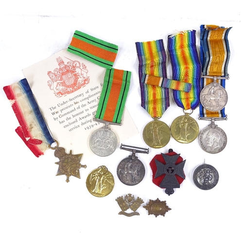 87 - 3 groups of First War medals, comprising trio to L-3763 Pte. F H Evans 21st Lancers (21-LRS), pair t... 