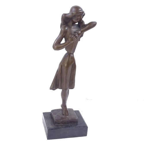 68 - After Preiss, a reproduction bronze sculpture, ballet dancer, signed, on black marble base, overall ... 