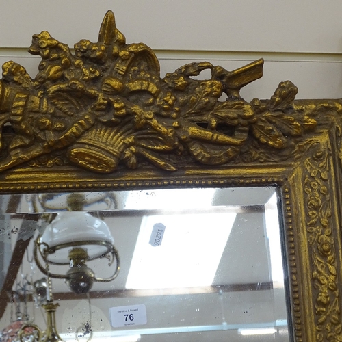 76 - A modern ornate gilt-framed bevel-edge wall mirror, overall height 81cm