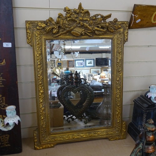 76 - A modern ornate gilt-framed bevel-edge wall mirror, overall height 81cm