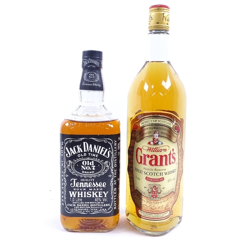 84 - A 1 litre bottle of William Grant's Scotch Whisky, and a 1 litre bottle of Jack Daniels Whiskey (JD ... 