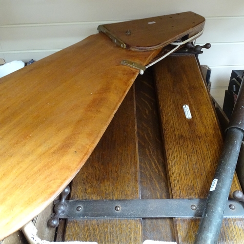 88 - Various collectables, including Indian kukri knife, wooden boat rudder, Vintage insecticide pump, an... 