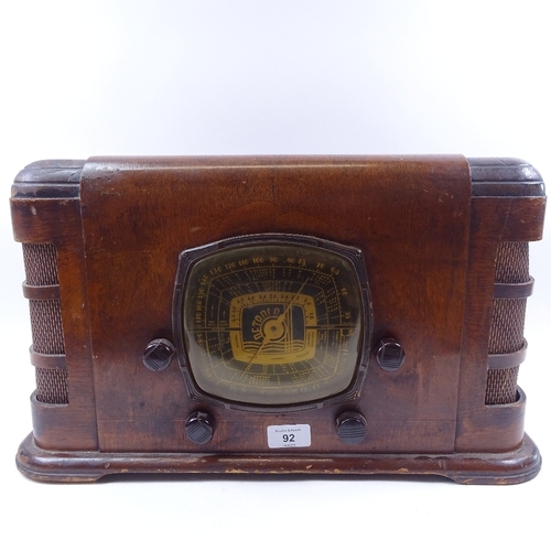 92 - A Vintage mahogany-case Detrola 335A valve radio, length 47cm