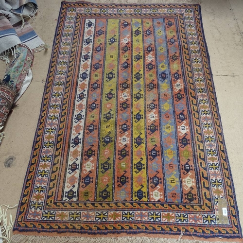 1856 - A blue ground Caucasian rug, 180cm