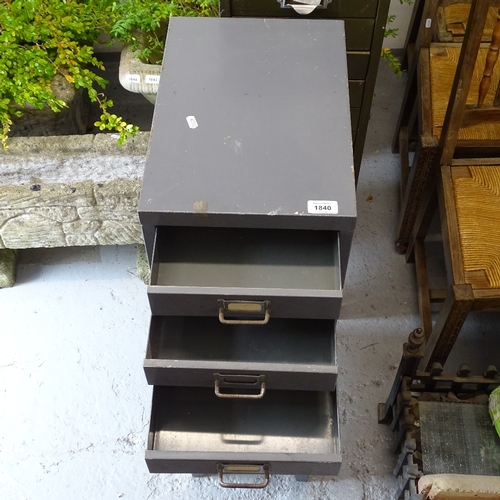 1840 - A 15-drawer metal filing cabinet, W28cm, H100cm